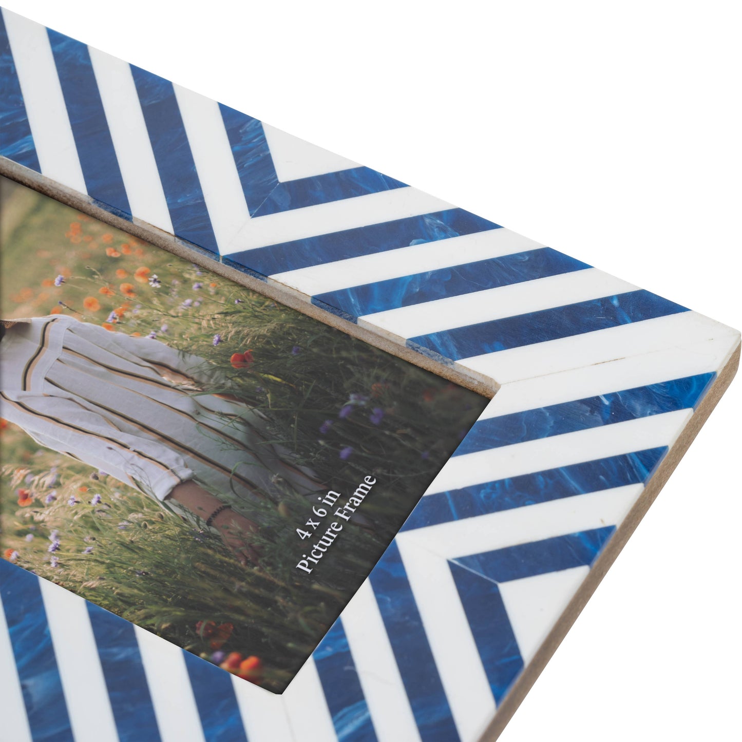 4 in. x 6 in. Blue Resin Striped Photo Frame