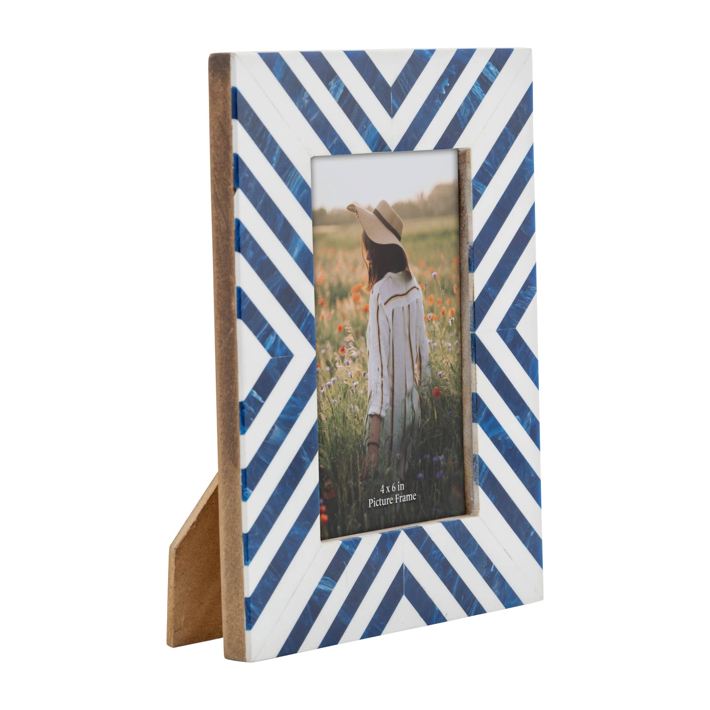 4 in. x 6 in. Blue Resin Striped Photo Frame