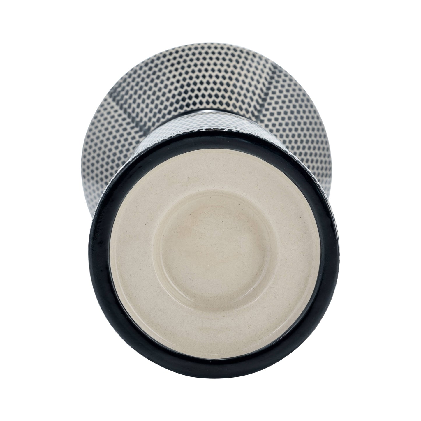 Navy Blue/Cotton Ceramic Dotted Pillar Candle Holder