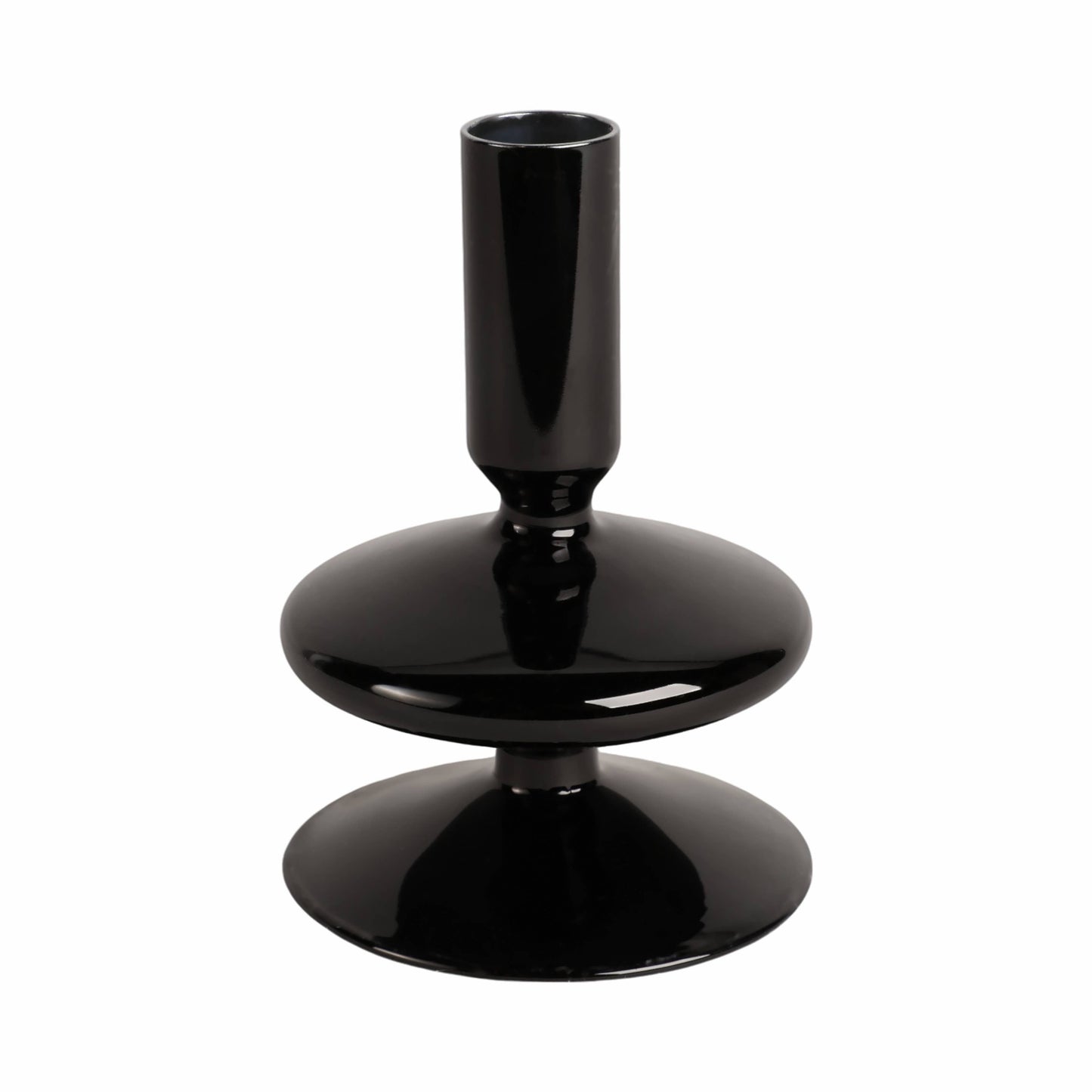 Black 5 in. Vintage Glass Taper Candle Holder