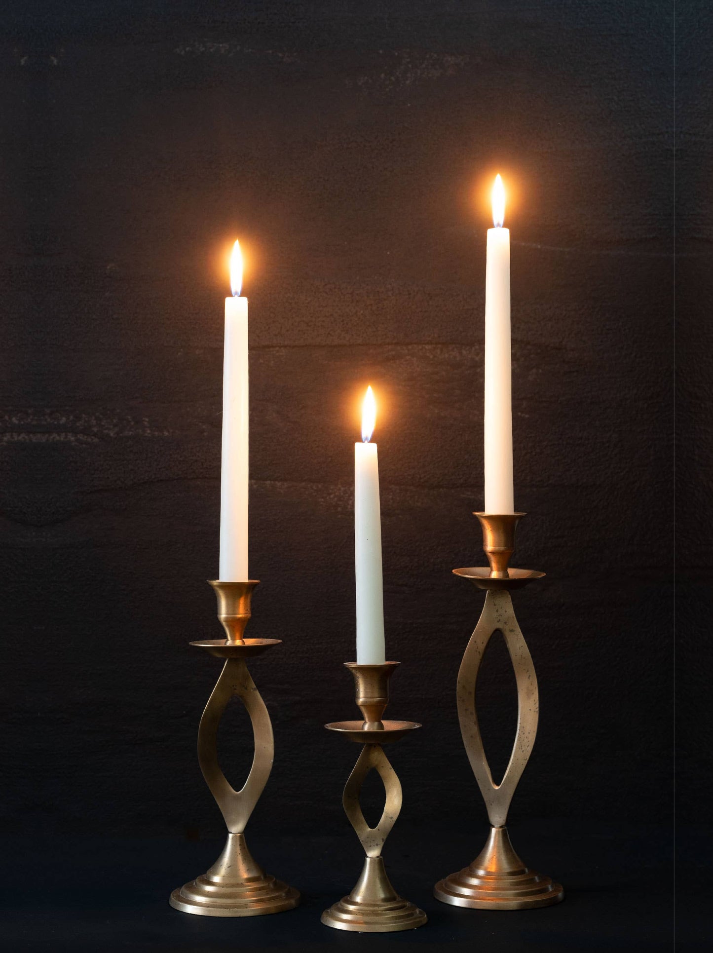 Brass Cutout Twist Taper Candle Holder (Set of 2)