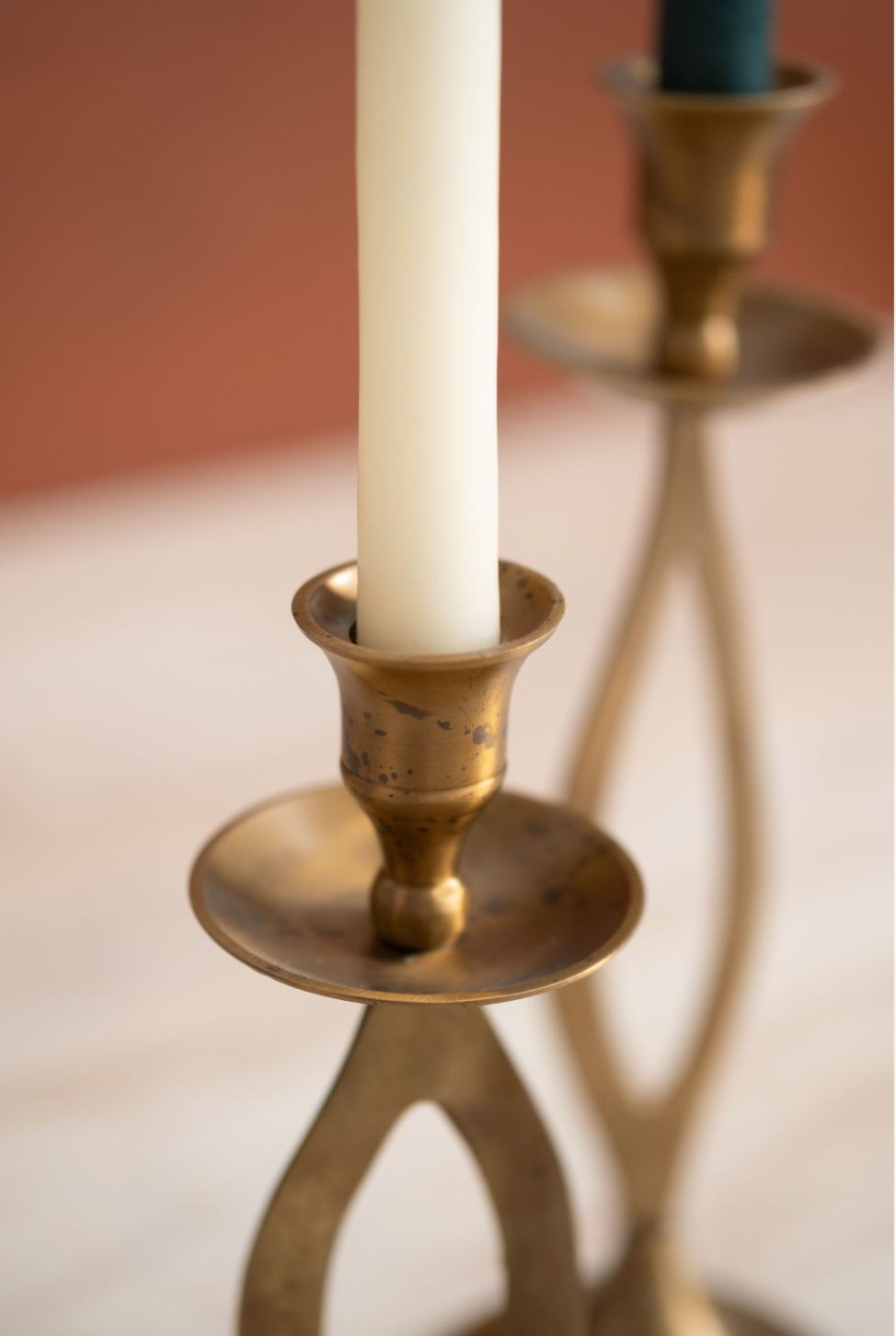 Brass Cutout Twist Taper Candle Holder (Set of 2)