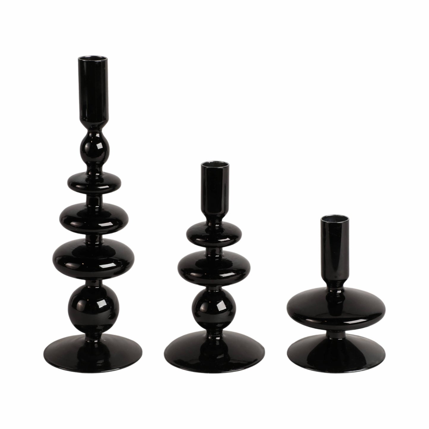 Black 5 in. Vintage Glass Taper Candle Holder
