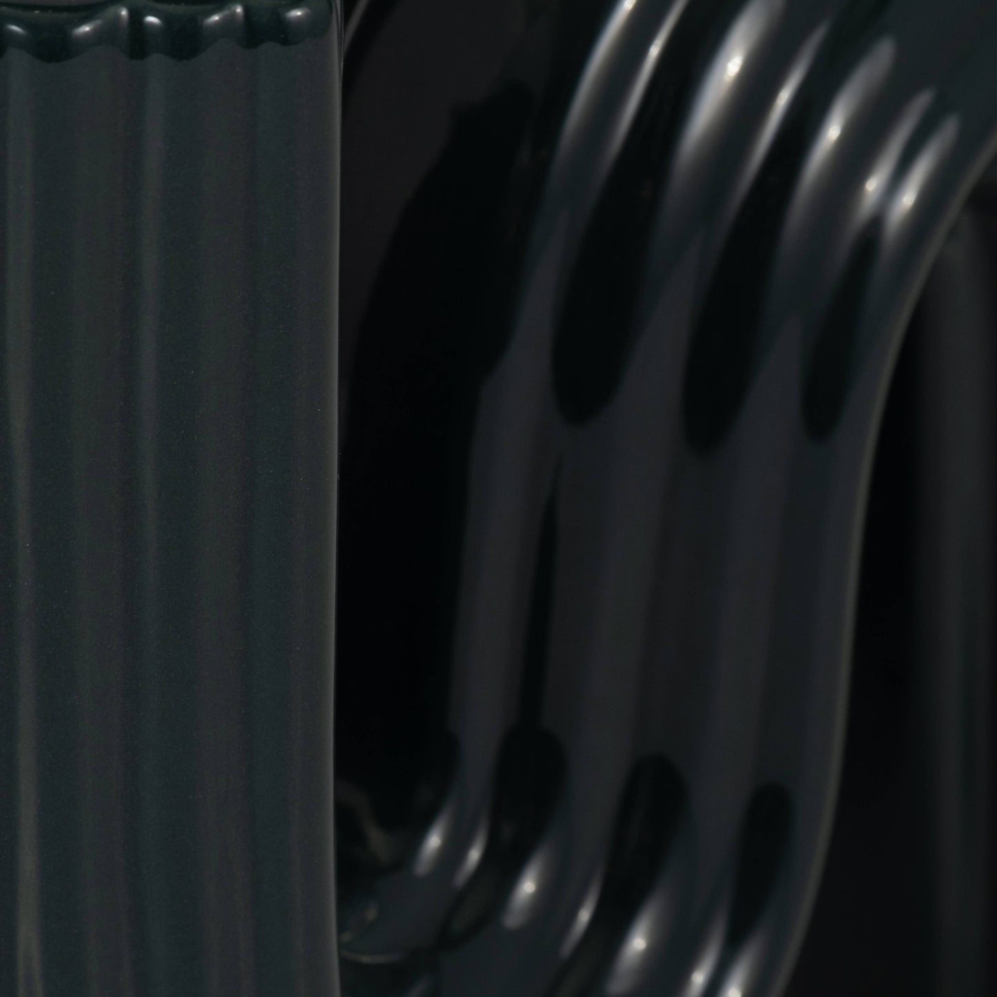 Forest Green 6 in. Ceramic Abstract Ridged Looped Vase