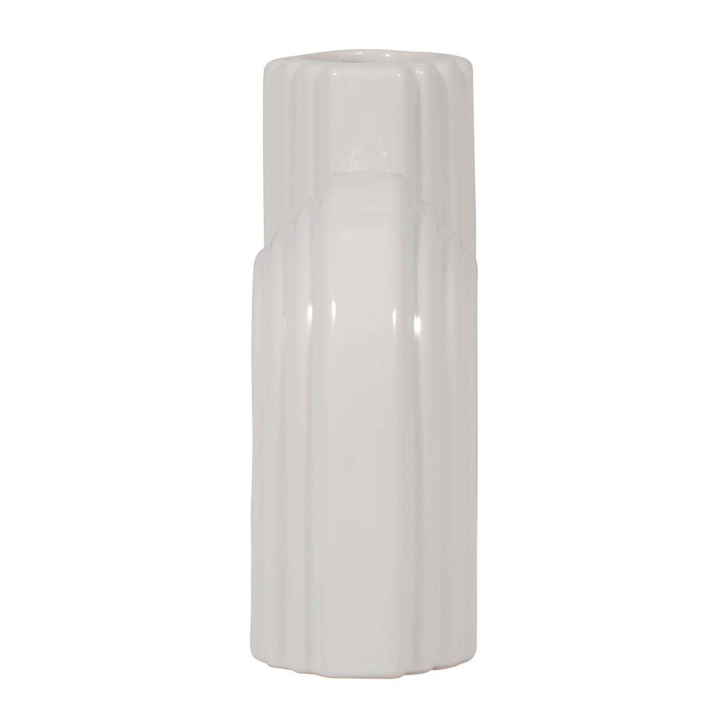 White 6 in. Ceramic Novelty Contemporary Modern Looped Vase