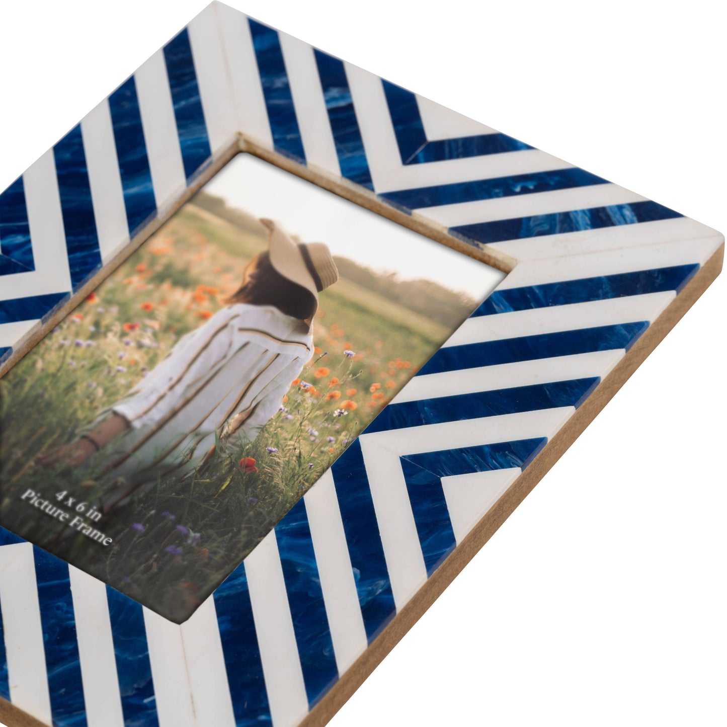 4 in. x 6 in. Blue Resin Striped Photo Frame