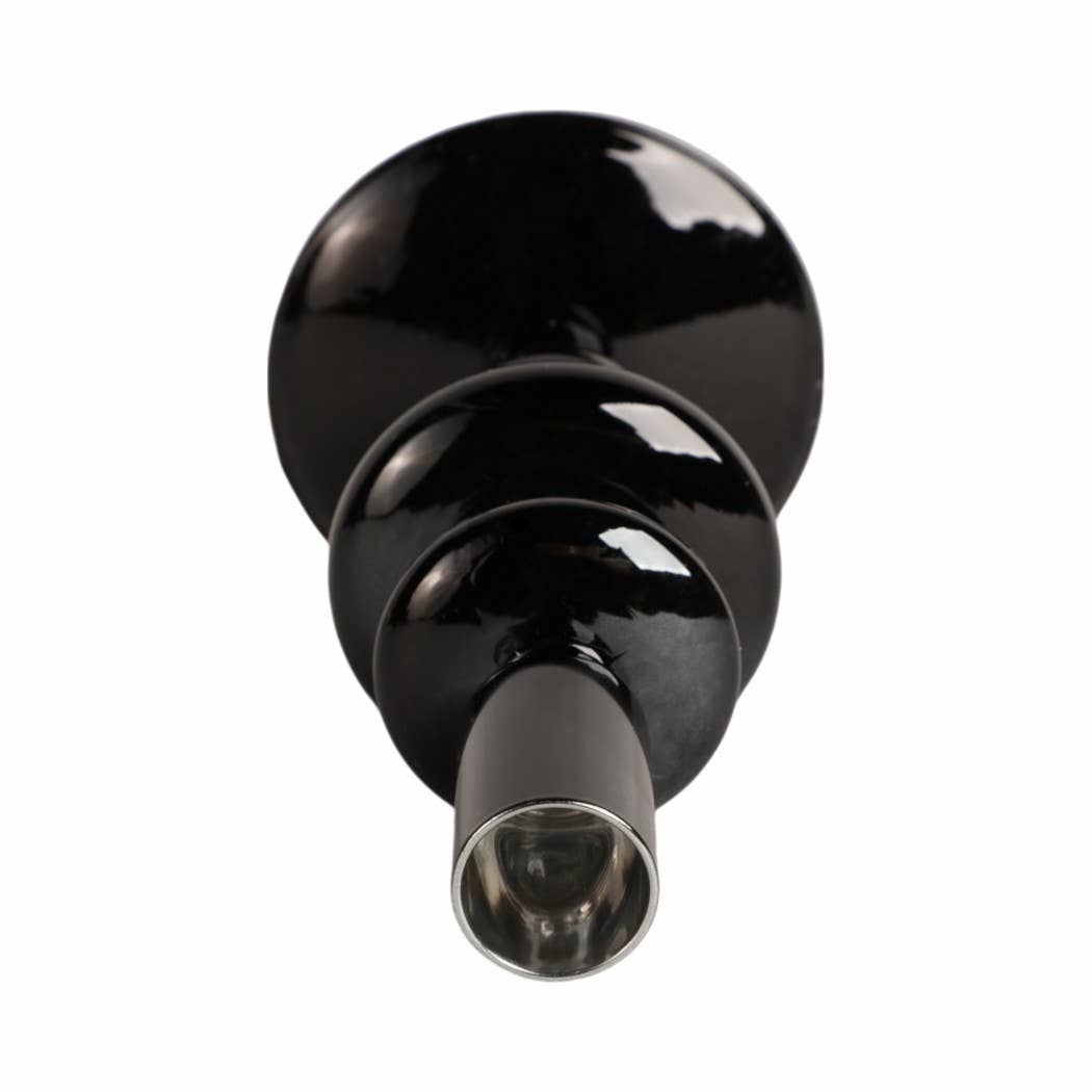 Black 7 in. Vintage Glass Taper Candle Holder
