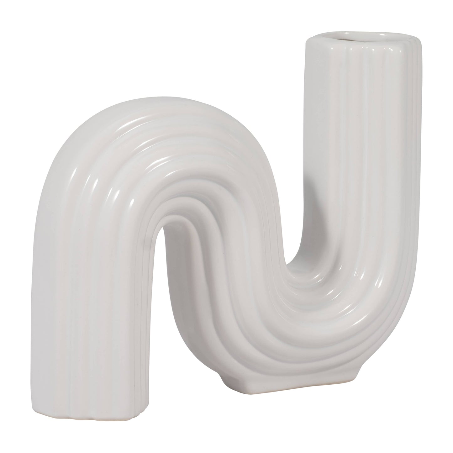 White 6 in. Ceramic Novelty Contemporary Modern Looped Vase