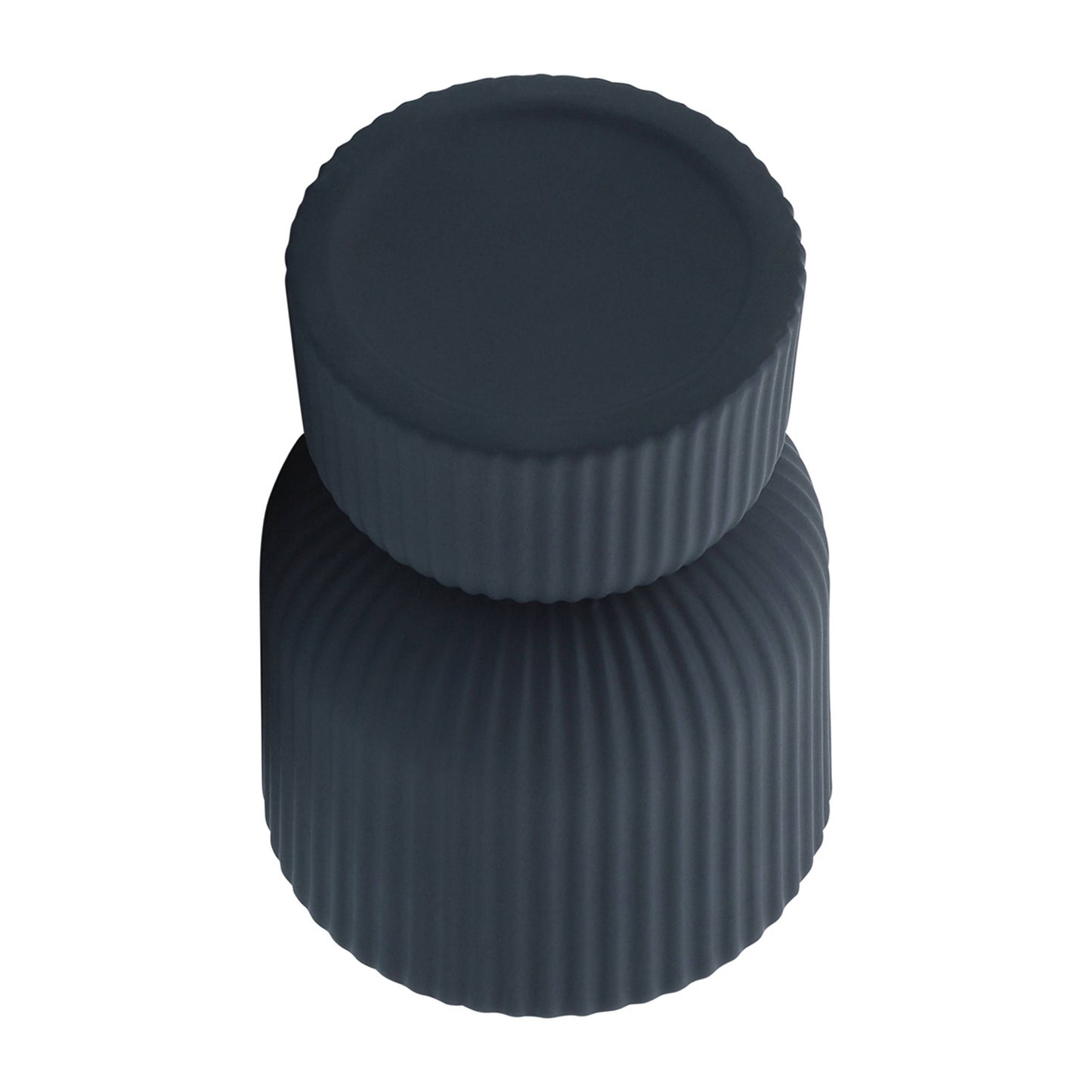 6 in. Dark Blue Ceramic Ribbed Abstract Vase