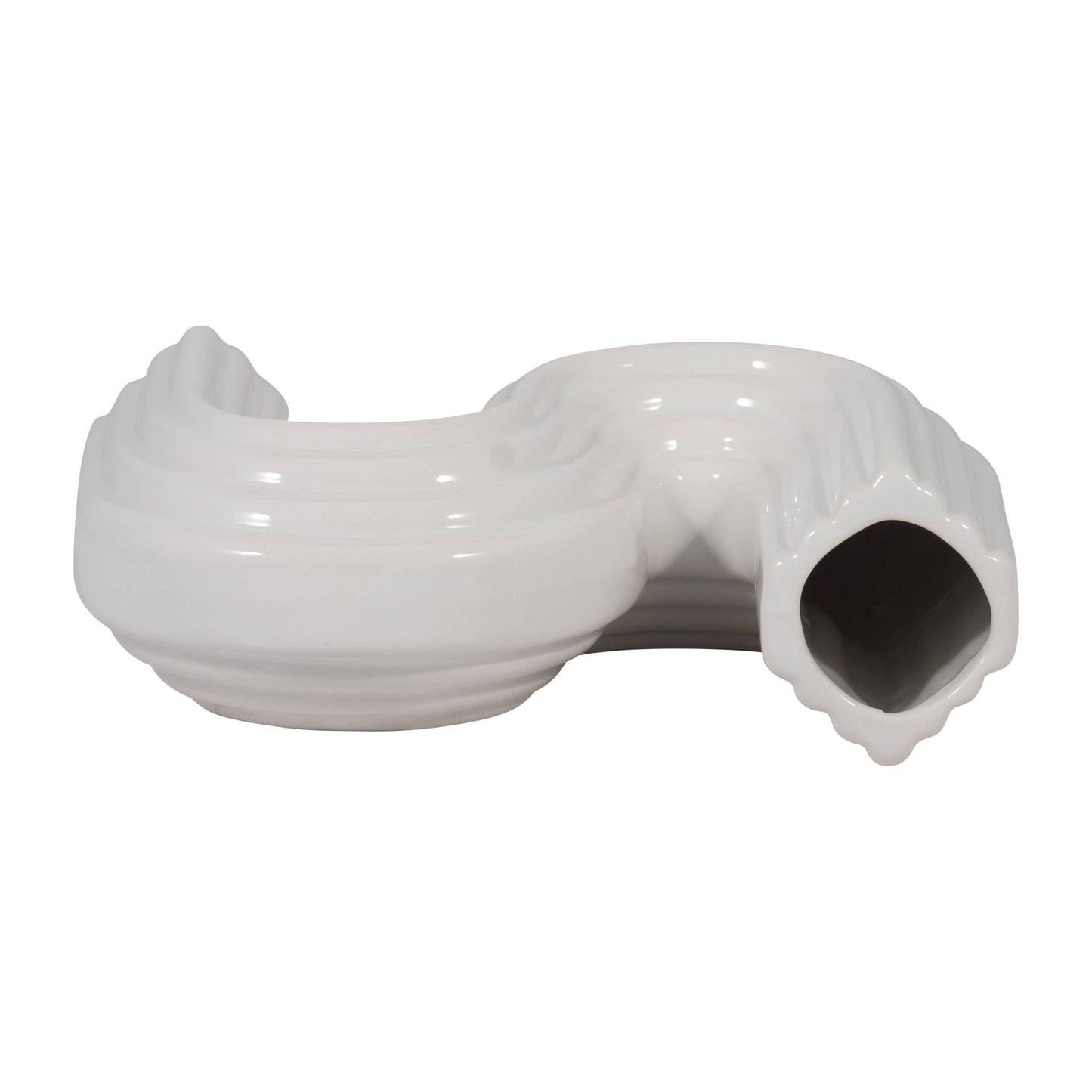 White 6 in. Ceramic Novelty Contemporary Modern Looped Vase