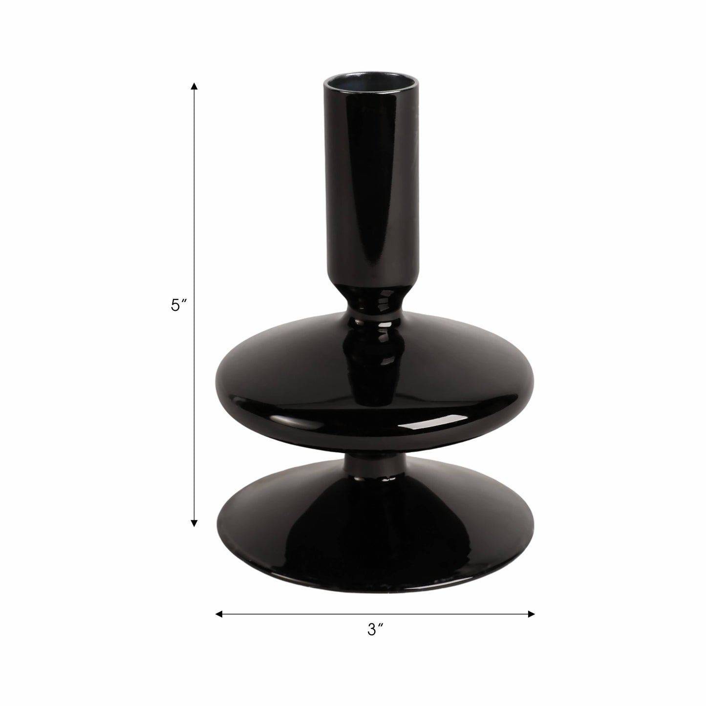 Black 5 in. Vintage Glass Taper Candle Holder