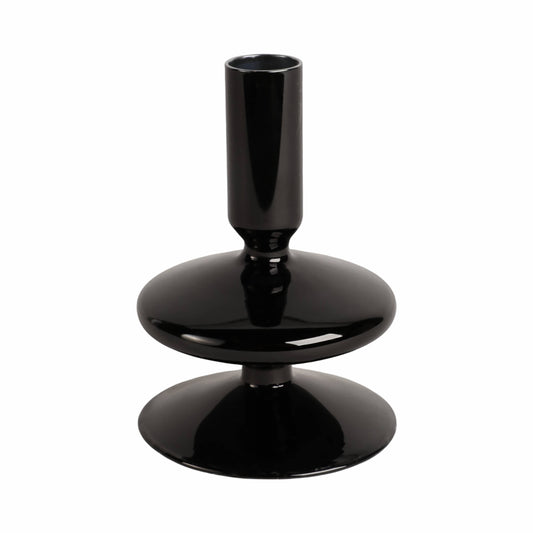 Black 5 in. Vintage Glass Taper Candle Holder