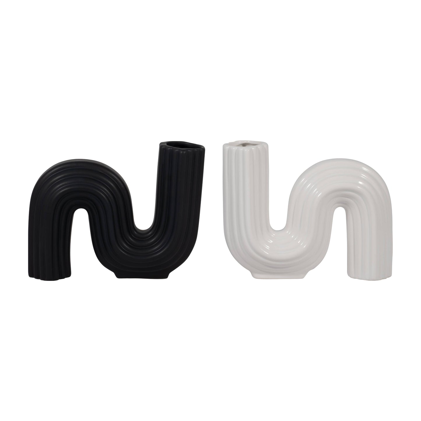 White 6 in. Ceramic Novelty Contemporary Modern Looped Vase