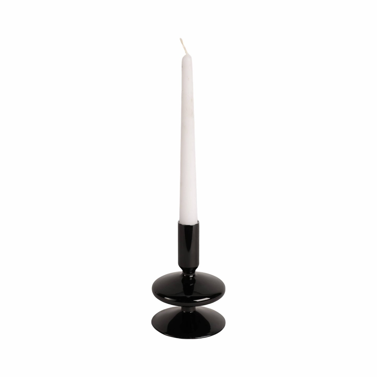 Black 5 in. Vintage Glass Taper Candle Holder