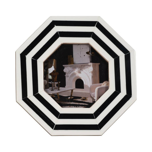Black/White 4x4 in. Lines Octagon Contemporary Photo Frame