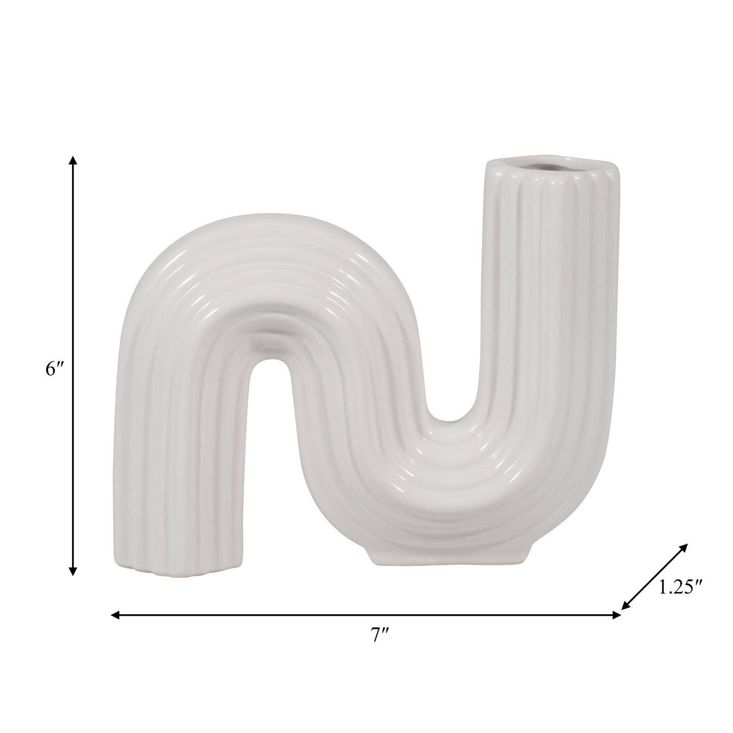 White 6 in. Ceramic Novelty Contemporary Modern Looped Vase