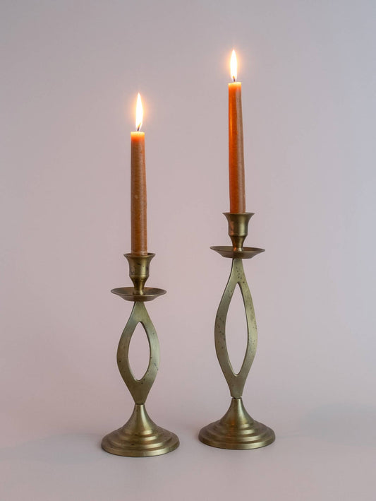 Brass Cutout Twist Taper Candle Holder (Set of 2)